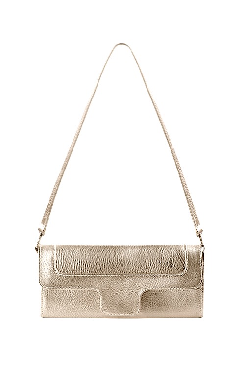 Dress clutch for wedding and parties in gold leather - Top view